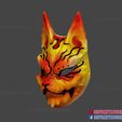 Kitsune_Japanese_Fox_Mask_3dprint_05.jpg Japanese Kitsune Tailed Demon Fox Cosplay Mask 3D Print File