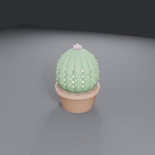 Barrel Cactus Lantern - Ribbed Cactus With Spines and a Pink Flower in a Clay Pot - 3D Print STL