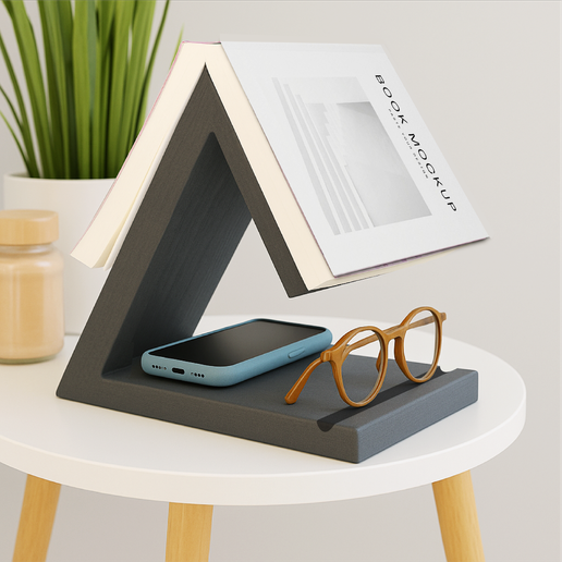 Triangle Book Holder, Tablet; Kindle; Cup Holder, Table or Nightstand Book Stand, Book Lovers Gifts