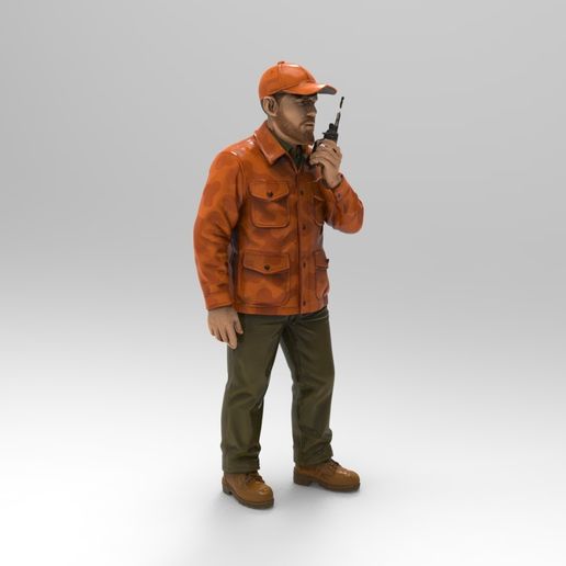 Hunter with Radio Figure 1/32 Scale – Walkie Talkie Communication Pose for Dioramas