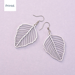 Leaves Vein 01 - Silver.png Leaf Earrings
