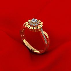 24.jpg Archivo STL Anillo de diamantes solitario R3・Plan de impresora 3D para descargar