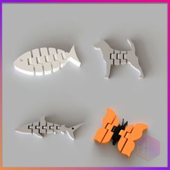 PACK-DE-ANIMALES-ARTICULADOS.jpg Fichier STL Pack d'animaux articulés・Design pour imprimante 3D à télécharger