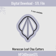 1.png Moroccan Leaf Clay Cutter Digital STL File for Polymer Clay | DIY Jewelry and Cookie Making Tool | 5 sizes