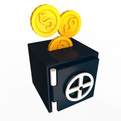 Safe-Box-with-Golden-Dollar-Coins-1.jpg 3D-Datei Tresor mit Golddollarmünzen・Design für 3D-Drucker zum herunterladen