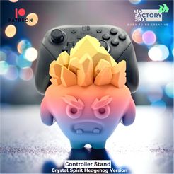 PhotoRoom_20230712_164049.jpeg STL-Datei Controller Stand - Angry Crystal Spirit Hedgehog Version・Design zum Herunterladen und 3D-Drucken