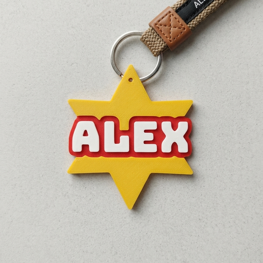 ⭐ Retro star name tag - Alex・Free 3MF File for 3D printing・Cults
