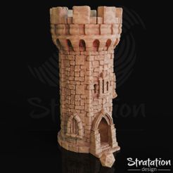 Sd_RPG_MedievalStoneDiceTowerRender01.jpg STL file Medieval Stone Dice Tower・Template to download and 3D print
