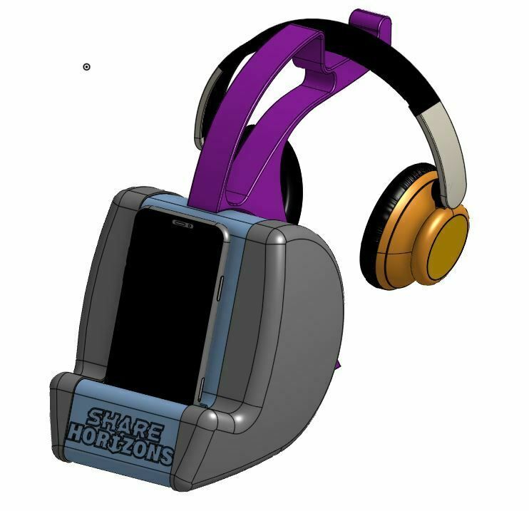 Soporte_Movil_ShareHorizons.jpg Descargar archivo STL gratis Headphones/Gramophone charging stand • Objeto para imprimir en 3D, SHAREHORIZONS