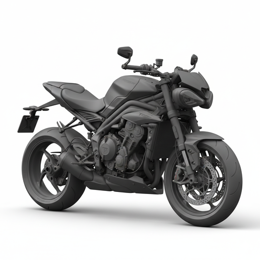 Triumph Speed Triple 1200 RS biker figure STL, collectible motorcycle STL, cruiser motorcycle STL, motorcycle diorama, retro motorcycle STL, motorcycle statue, motorcycle RC scale, sport bike STL, easy to print motorcycle, motorcycle desk decor STL, drag