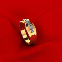 1.jpg STL file Channel Set Diamond Ring・3D printing model to download