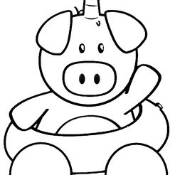 unicorn-pig-water-lifesaver.jpg Unicorn in life preserver waving, cookie cutter / cookie dough marker