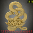 1.png snake Lotus stl,3D stl model relief wall decor, CNC Router Engraver, Artcam, Aspire, CNC files