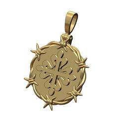 PP-logo-Halo-Barb-wire-round-pendant-00.jpg Archivo STL PP logotipo del reloj espinas de alambre de púas colgante con fianza modelo de impresión 3D・Diseño de impresión en 3D para descargar