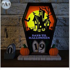 008B.jpg 3D file HALLOWEEN COUNTDOWN CALENDAR - WITH LED LIGHTING - ENGLISH AND FRENCH VERSION・3D print design to download