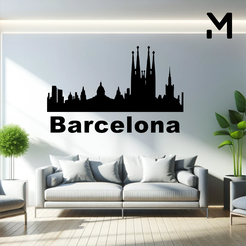 Barcelona.png Wall silhouette - City skyline - Barcelona