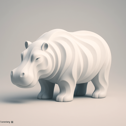 Minimalist Abstract Hippo Statue 3D model