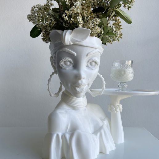 PIN UP “WAITRESS”  PLANT POT-TRAY