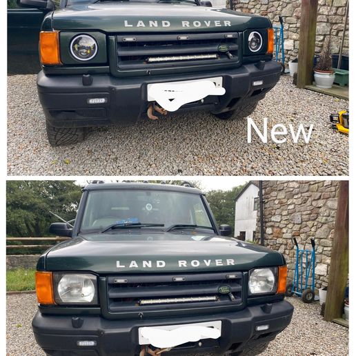 thumbnail image 2 of 7" Round LED Headlight Adapter Brackets For Land Rover Discovery 1 & 2 - Made In UK, Black Housing 2 of 5