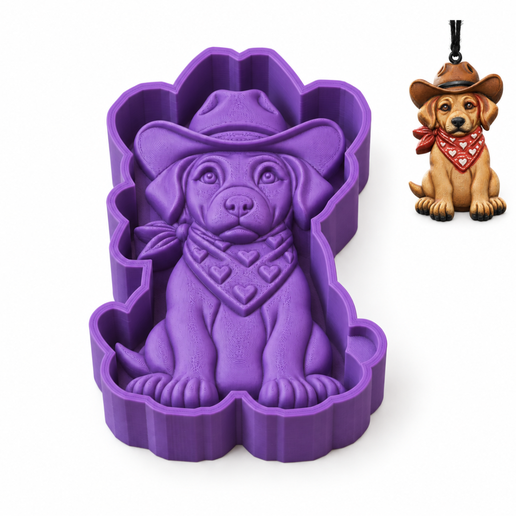 Freshie 3D Cowboy Dog STL Mold Housing for Silicone & Resin