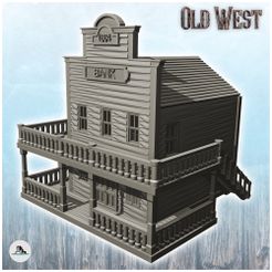 1-PREM.jpg Fichier STL Bâtiment d'une banque occidentale avec escalier et balcon (4) - USA America ACW American Civil War History Historical・Objet imprimable en 3D à télécharger