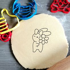easter-bunny-flower.jpg Archivo STL Conejito de Pascua con flores Cortador de galletas・Objeto de impresión 3D para descargar