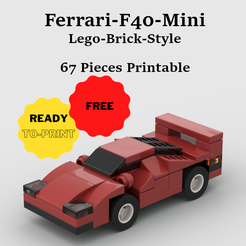 f40-mimi-cover.png Free 3D file Lego Style Brick Ferrari F40-Mini・Template to download and 3D print