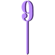 Topper Num - Clásico 9.stl Cake topper - Classic numbers 0-9