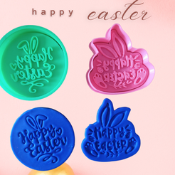 1.png Archivo STL Cortadores de Galletas pascua Cookie cutter happy Easter・Objeto de impresión 3D para descargar