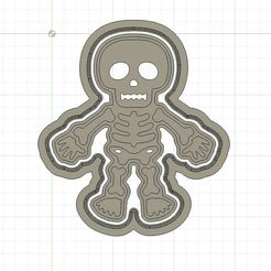 Esqueleto-1.jpg Fichier STL Découpeur de biscuits et de fondants Halloween Skeleton avec gaufreur・Objet pour imprimante 3D à télécharger