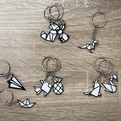 IMG_2267.png Fichier 3D PACK x9 Porte-clés Origami・Objet pour imprimante 3D à télécharger