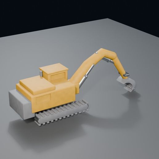 Crawler Hydraulic Excavator with Boom, Arm and Bucket - 3D Print STL