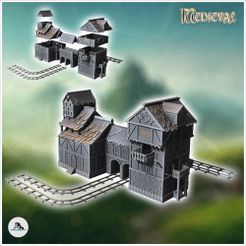 1-PREM.jpg Archivo STL Edificio minero medieval con doble arco central y raíles para vagones (10) - Medieval Gótico Feudal Antiguo Arcaico Saga 28mm 15mm RPG・Modelo imprimible en 3D para descargar