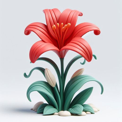 Elegant Red Flower Decorative 3D Printable Model Design
