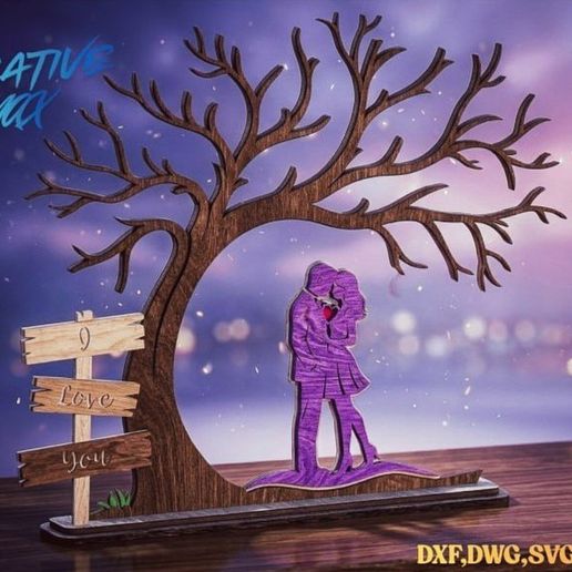 Romantic Couple Under the Love Tree - Laser Cut File