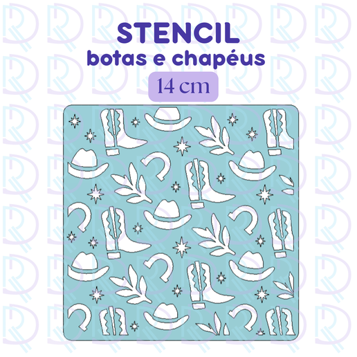 Stencil Botas e chapeus country - 14 cm