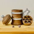 35653066-67EA-426D-9156-AEC05A2FB92D.jpeg Medieval Inspired Antique Wooden Beer Mug Dice Box + Dice Set