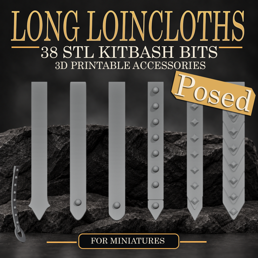 38 Posed Long Loincloths STL – Miniature Kitbash Bits