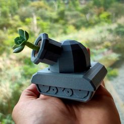 tankpot_lowpoly.jpg Archivo STL gratis TankPot (low poly): Violentamente lindo maceta・Diseño de impresión 3D para descargar