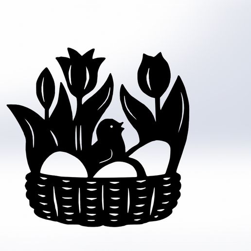 Basket with eggs and chicks (Easter painting)