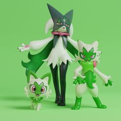 sprigatito-line-render.jpg Pokemon - Sprigatito, Floragato and Meowscarada with 2 poses