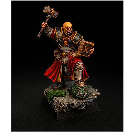 Fantasy Warrior Priest with Hammer and Book