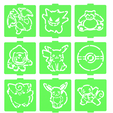 1.png Conjunto de 9 estênceis Pokémon para café e pastelaria