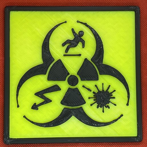 ⚠️ xkcd multi warning sign dualcolor 2D art・Free STL File for ・Cults