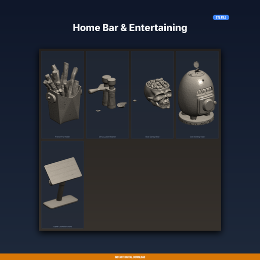 Home Bar & Entertaining - 5-Model STL Bundle