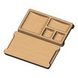 4-pocket-recta-tray-v2-00.jpg Rectangular 4 pockets serving tray relief 3D print model