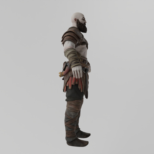 🪓 Kratos Lowpoly RIgged・ OBJ File for ・Cults