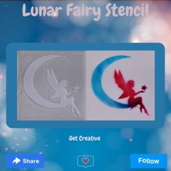 Lunar-Fairy-Stencil.jpg Fichier STL Pochoir fée lunaire・Modèle à imprimer en 3D à télécharger
