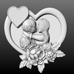 2.jpeg Personalizable Loving Embrace Floral Pendant 3D