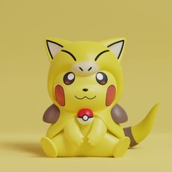 pikachu-cosplay-abra-render.jpg Free STL file Pokemon - Pikachu Abra Cosplay・3D printer design to download